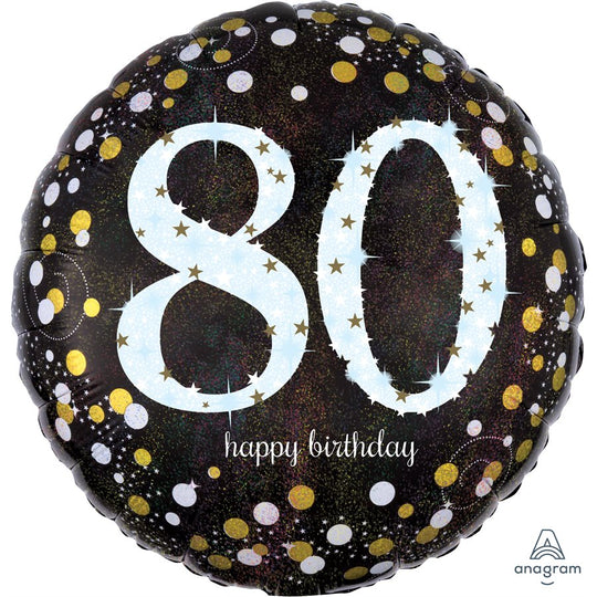 Superbe Ballon Mylar 80e Anniversaire - Déco de Fête Holographique, Auto-Scellé, Longue Durée de Flottaison