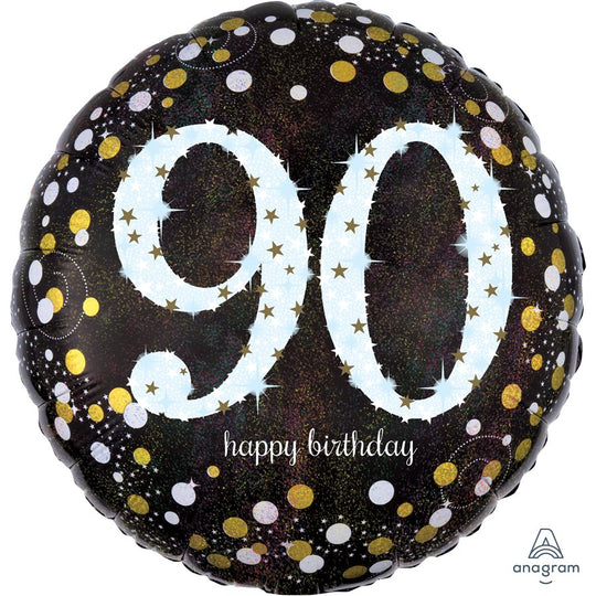 Sparkling 90th Birthday Foil Balloon - Superior Float Time Party Star