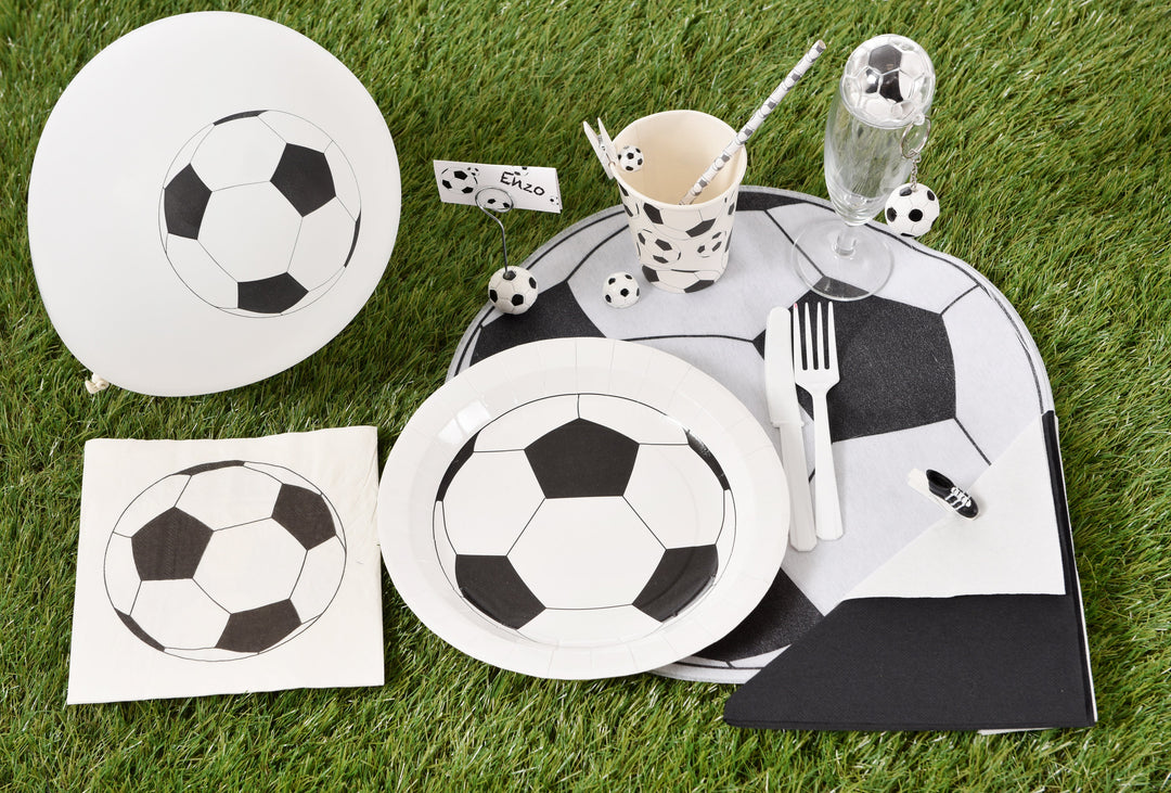 Soccer Sensation - Elegant Black Table Center for Stylish Party Décor