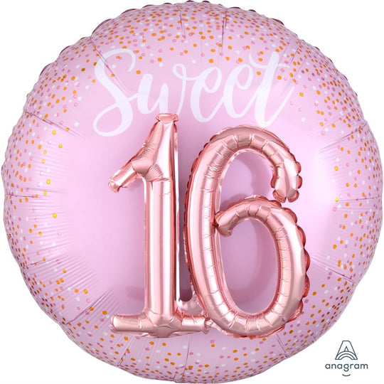 Magnifique Ballon Mylar Sixteen Blush - Durée de Flottaison Supérieure, Décor de Fête Parfait!