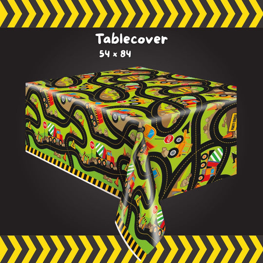 Construction Party Bundle: Tablecover, Banner & Balloons - Effortless Fun!