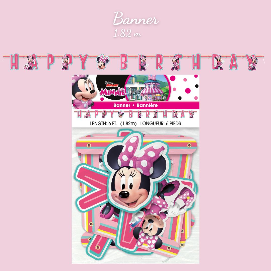 Pack Minnie Mouse Ultime: Nappe, Bannière, Ballons - Anniversaire/Fête Facile!