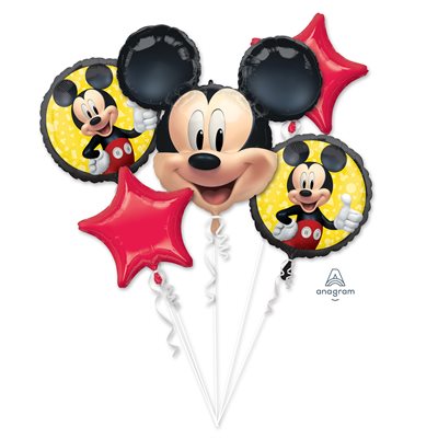 Magical Mickey Mouse Party Supplies Set: Deluxe 5-Piece Foil Balloon Bouquet & Jumbo 52" Mickey Balloon - Mylar, Officially Licensed, Made in USA - Perfect for Disney Themed Celebrations!