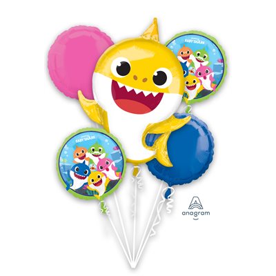 Baby Shark Themed Balloon Bouquet: Set of 5 Foil Balloons