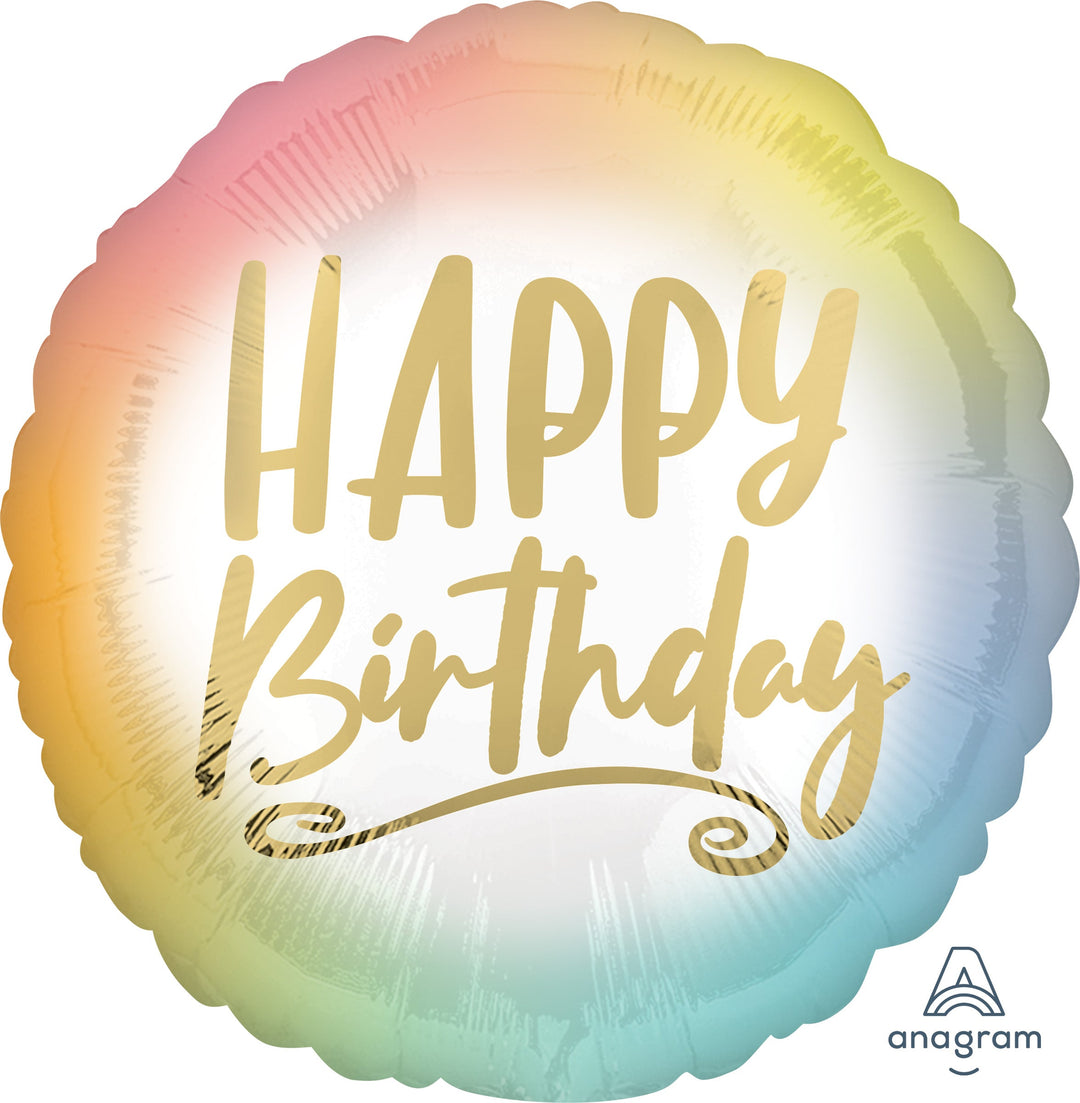Ombré & Gold Happy Birthday Foil Balloon - 18" Perfect Party Decoration with Superior Float Time