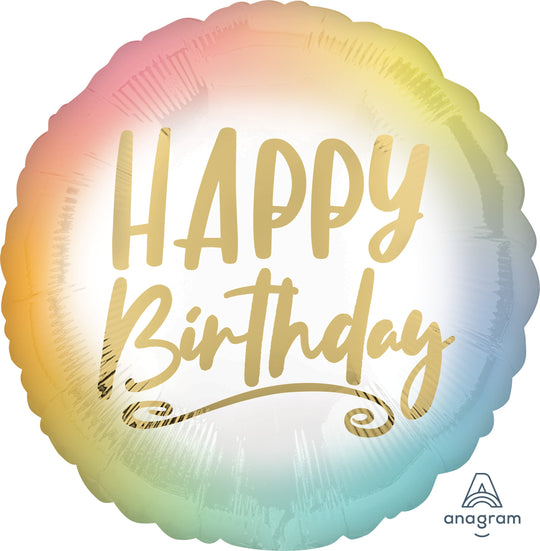 Ombré & Gold Happy Birthday Foil Balloon - 18" Perfect Party Decoration with Superior Float Time