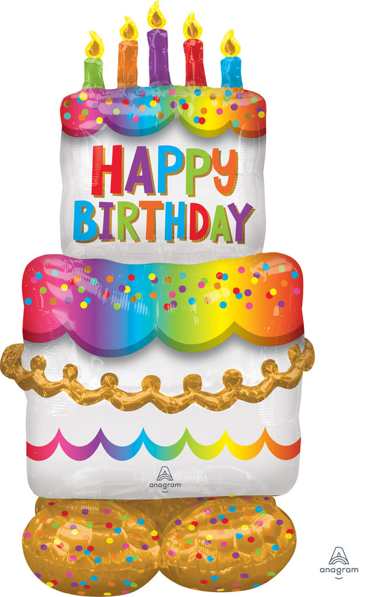 AirLoonz Large 53-inch Super-Float Birthday Cake Foil Balloon - the Ultimate Party Decor!