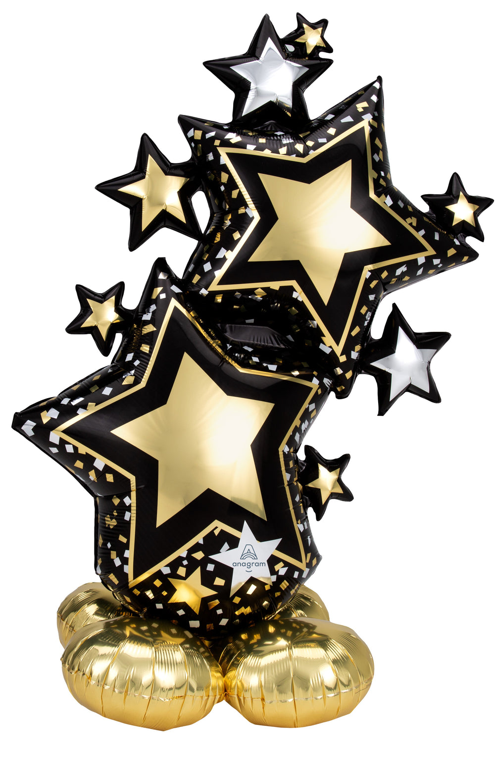 Black and Gold Star Cluster AirLoonz Balloon - A Dazzling Display for Any Celebration!
