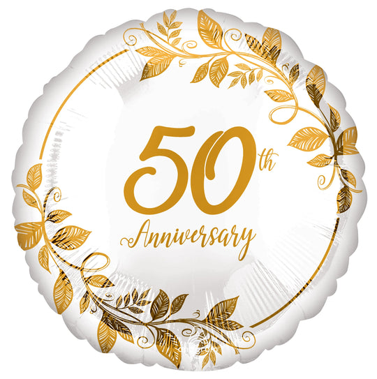 50th Anniversary Celebration Foil Balloon: Floats Longer & Seals Automatically!