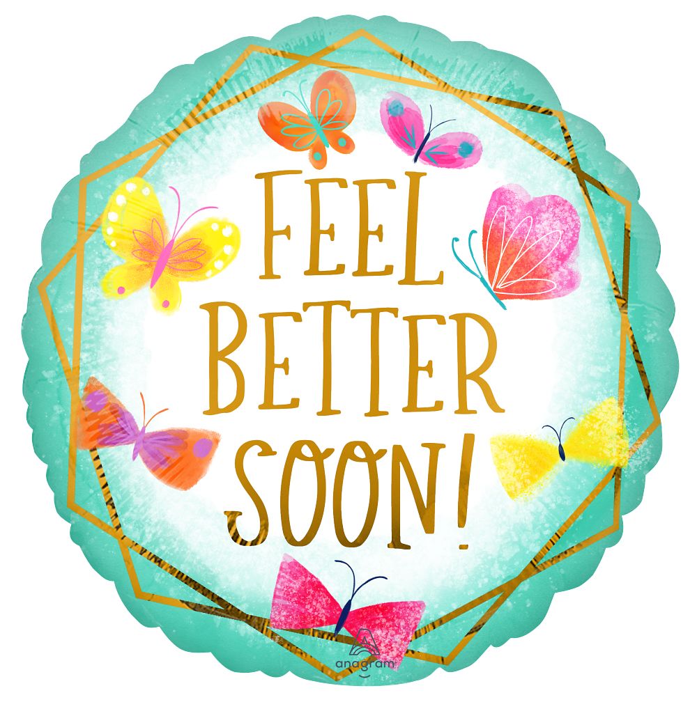 Feel Better 18" Teal & Gold Foil Balloon - Superior Float, Decorate with Wow!