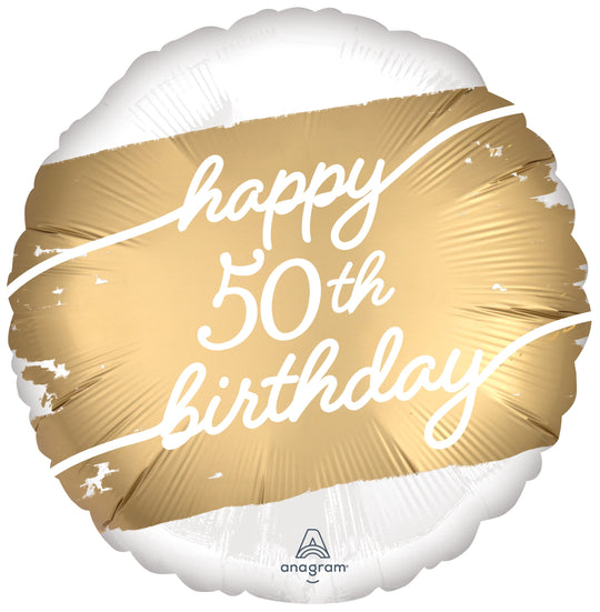 Deluxe 50th Birthday Foil Balloon - Long-lasting Party Favorite with Self-Sealing Valve