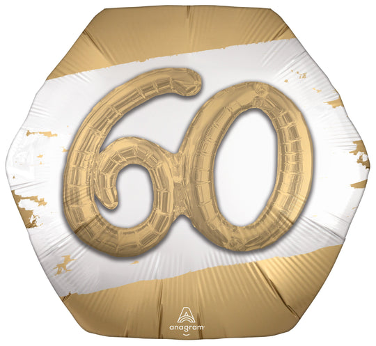 Premium 'Golden Age 60' Foil Balloon - Superior Float Time - Perfect Party Decor