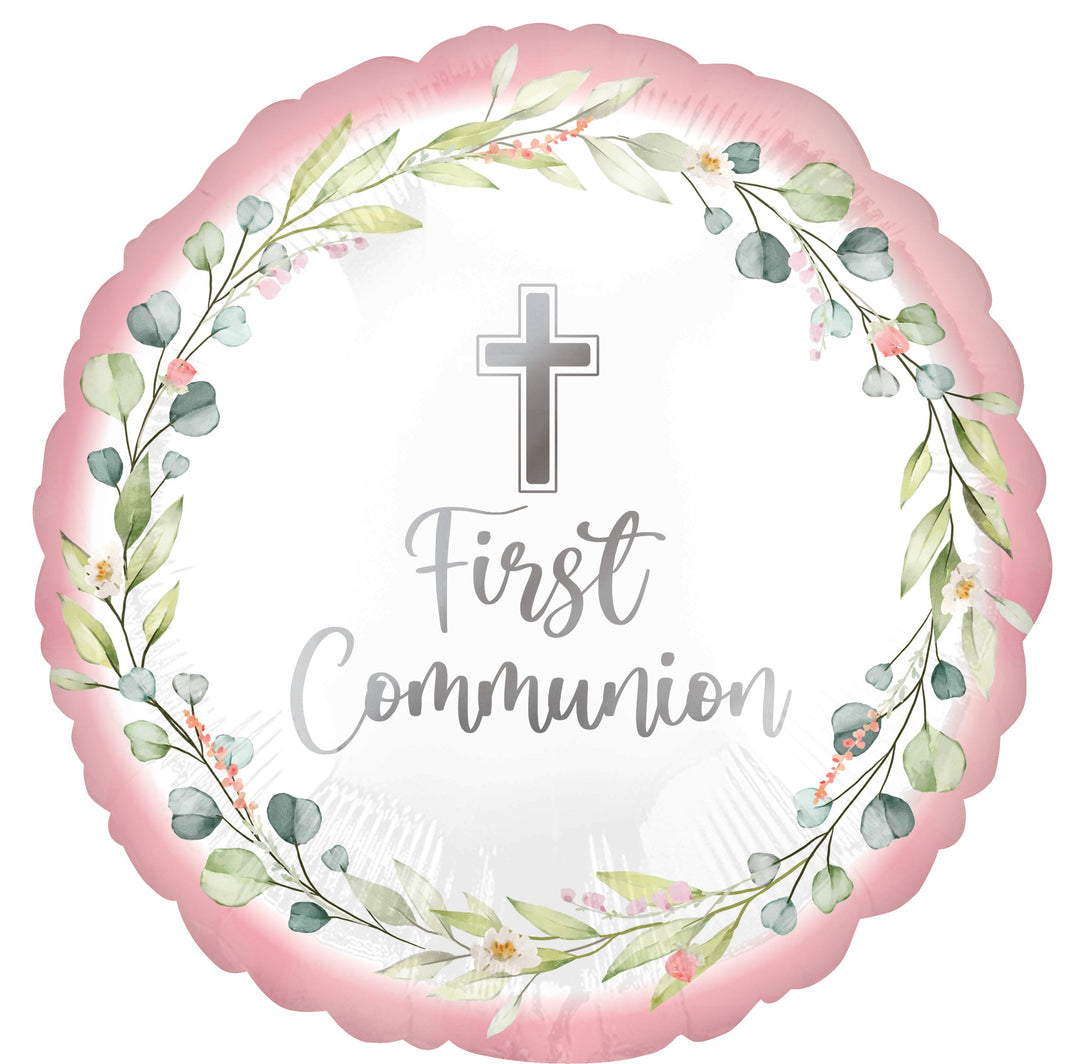 First Communion Pink Latex Balloons, Durable & Biodegradable Party Decor