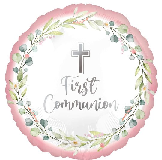 First Communion Pink Latex Balloons, Durable & Biodegradable Party Decor