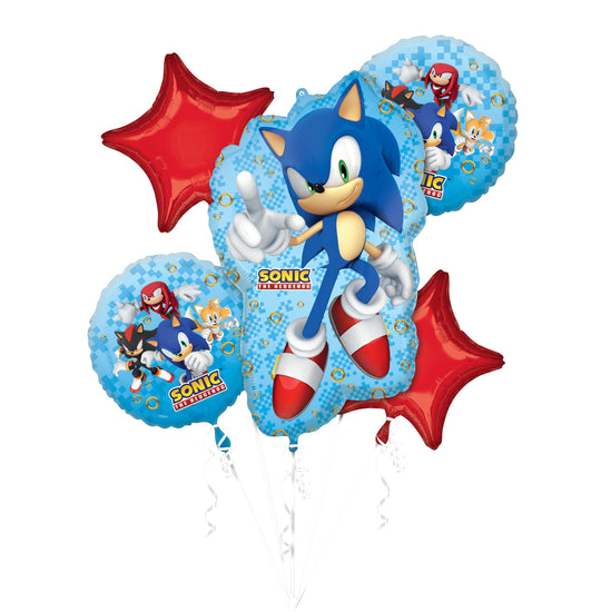 Sonic HEDGEHOG 2 Themed Balloon Bouquet: Set of 5 Foil Balloons