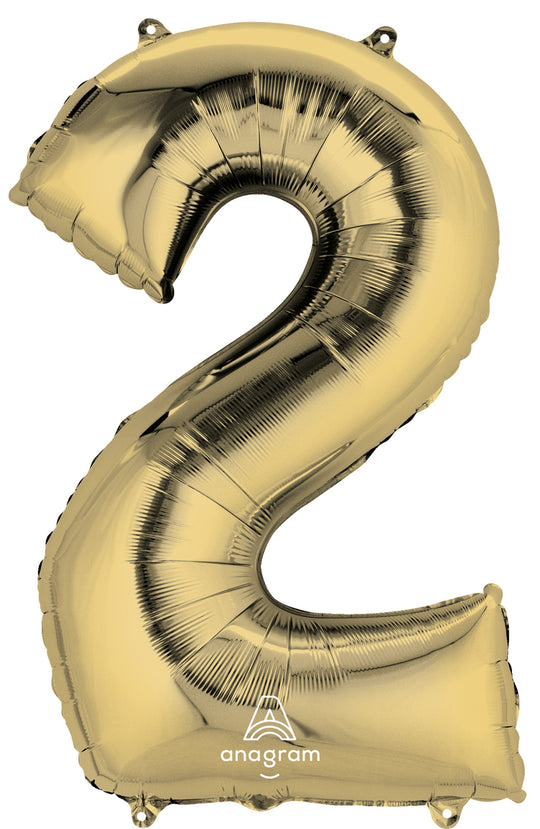 Number 2 White Gold Foil Balloon - Perfect Decor for Unforgettable Birthday Parties - Superior Float Time