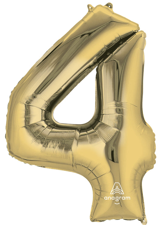 Number 4 White Gold Foil Balloon – Supreme Float Time & Easy-seal for Unforgettable Birthday Parties