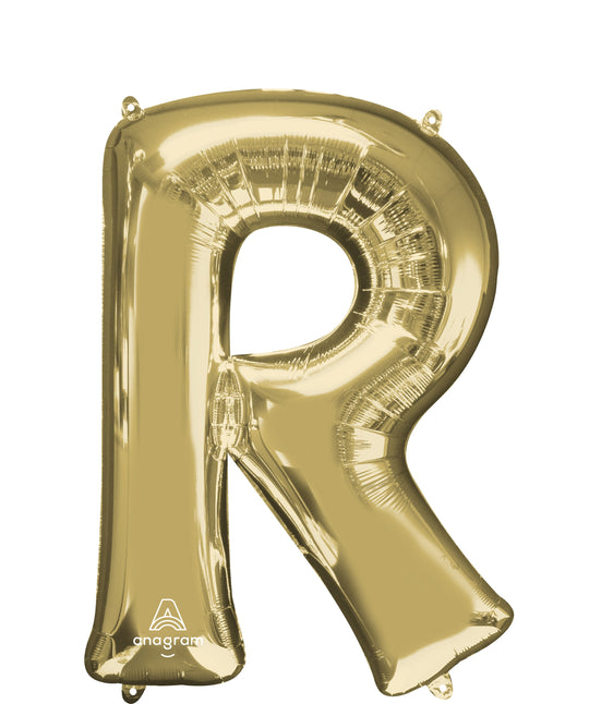 SuperShape Ballon Mylar Lettre R Blanc Doré - La Meilleure Décoration pour Fête d'Anniversaire à Flottaison Ultra-Longue!