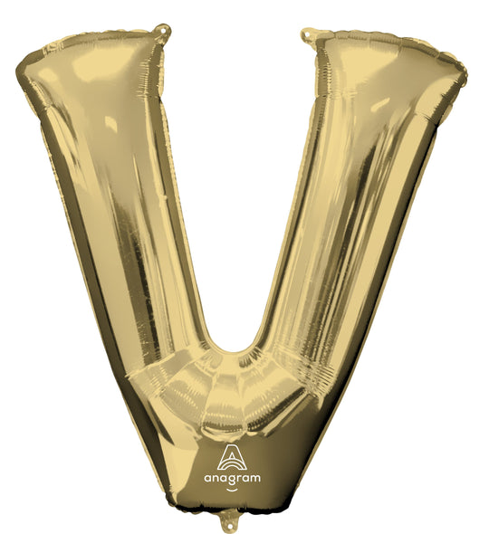 SuperShape Letter 'V' Gold Foil Balloon – Perfect Party Decor, Superior Float Time!