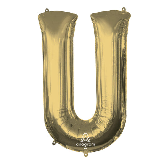 SuperShape Ballon Mylar Lettre 'U' Doré Blanc pour Déco de Fête Supérieure