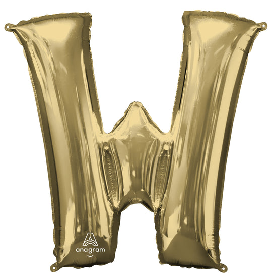 Wonderful White Gold Foil Balloon "W" from Lettre Collection - Superior Float Time, Perfect for Birthdays!