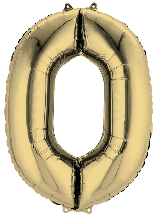 Unforgettable Birthday with Number 0 White Gold Foil Balloon - Superior Float & Self-sealing Design”