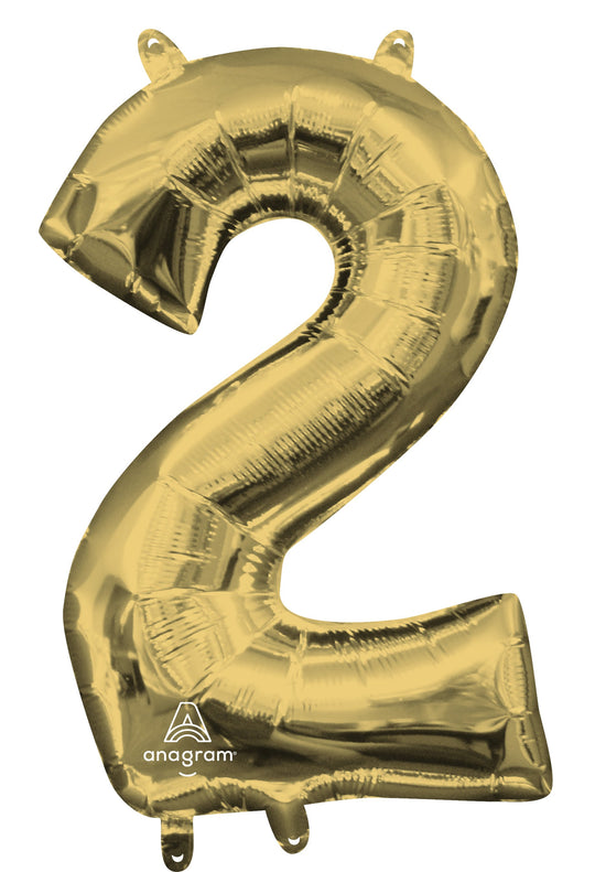 Chic White Gold Number 2 Foil Balloon - Superior Float Time, Ideal for Birthday Parties