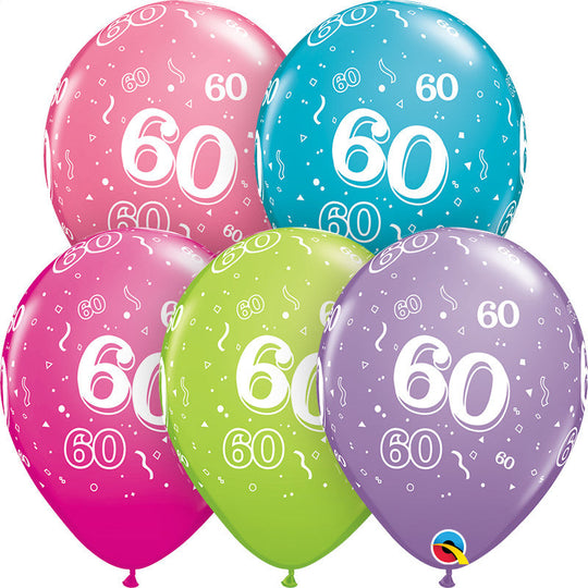 Vibrant 60th Birthday Biodegradable Latex Balloons – Durable Party Pack of 50