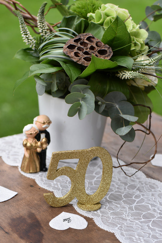 Numéro de Décoration Exquise pour 50ème Anniversaire, Ton Doré, Crée une Tendance & Illumine!