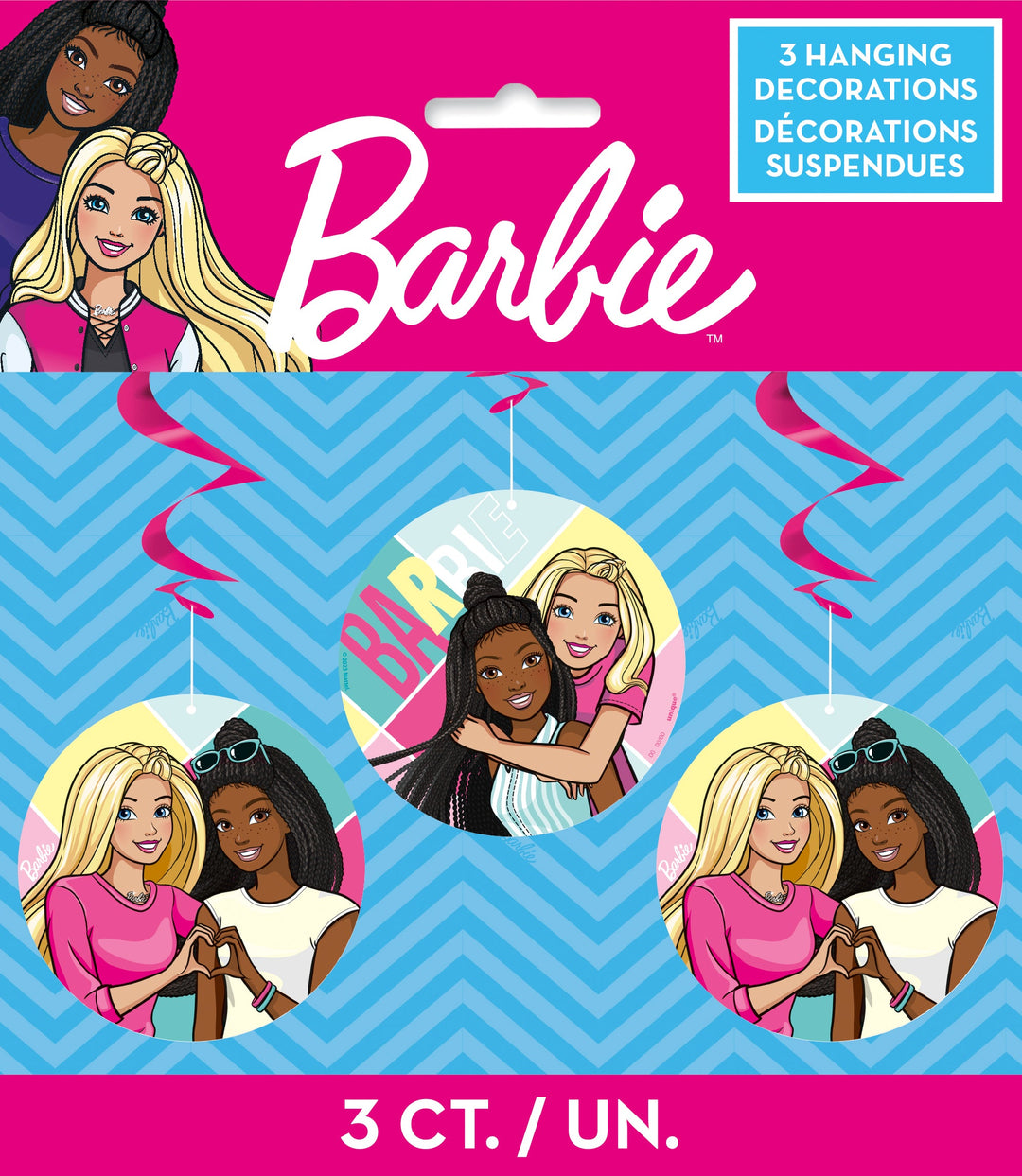 Barbie Birthday Bash - Easy-Set 3 Pack Hanging Swirl Decorations - Best Price!