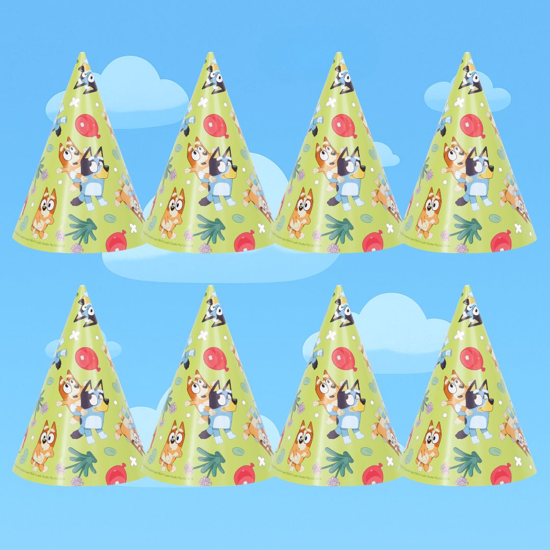 Bluey Party Bundle: 8 Blowouts & Hats - The Ultimate Celebration!