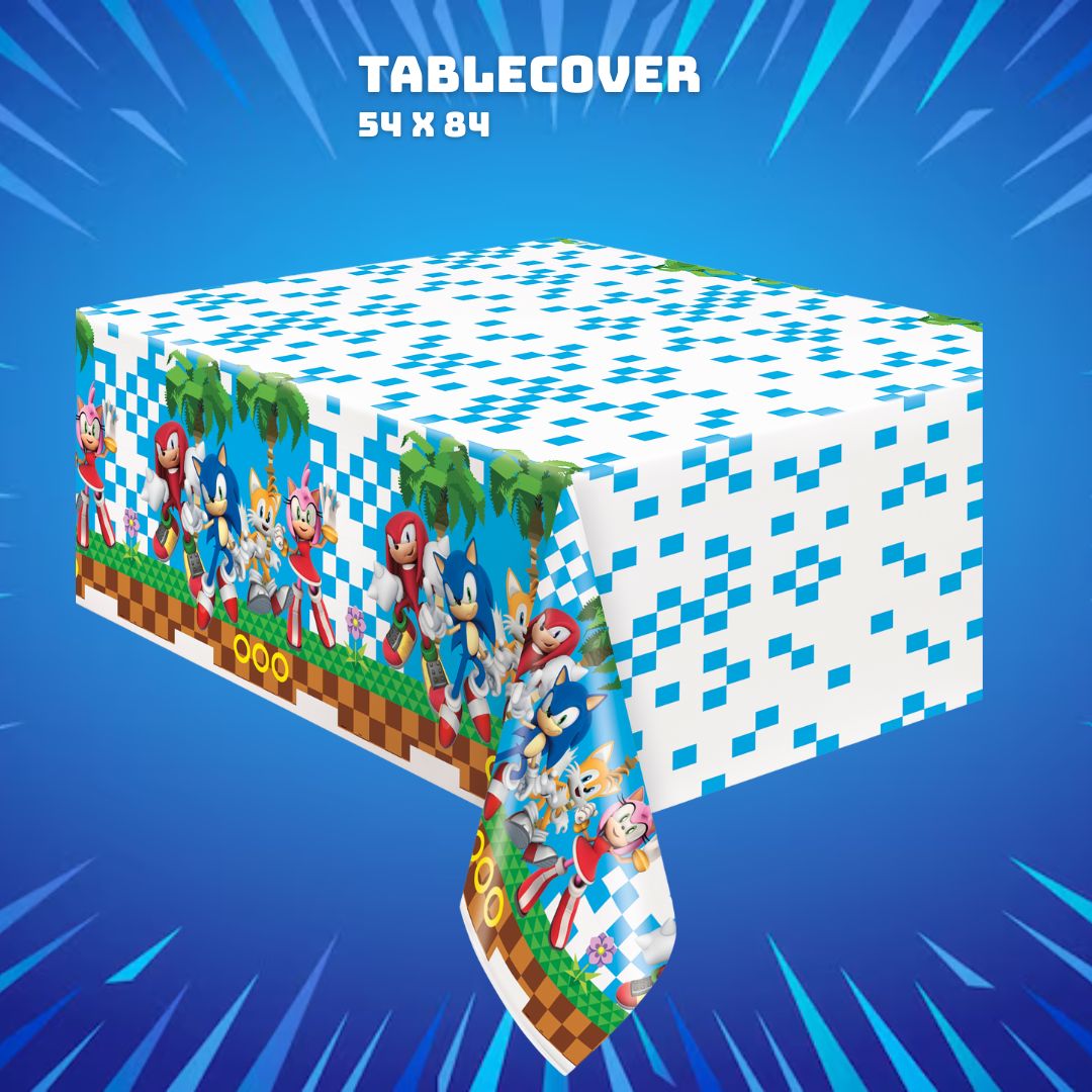 Sonic Party Bundle: Tablecloth, Banner & Balloons - Ultimate Fun!