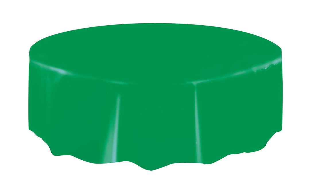 Nappe Ronde en Plastique Verte Émeraude Unie, 213 cm - Parfaite pour une Décoration de Fête Vibrante et Élégante!