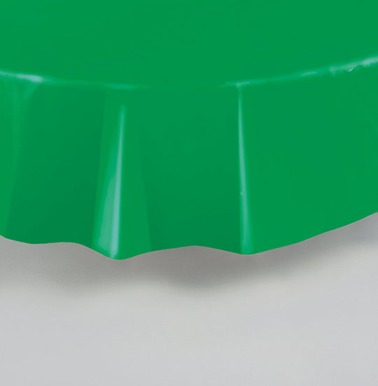 Nappe Ronde en Plastique Verte Émeraude Unie, 213 cm - Parfaite pour une Décoration de Fête Vibrante et Élégante!