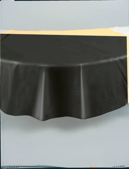 Nappe Ronde en Plastique Noire Unie, 213 cm - Parfaite pour une Décoration de Fête Élégante et Moderne!