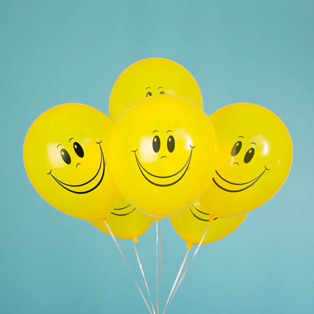 12" Latex Yellow Smiley Face Balloons, 8ct - Perfect for Joyful and Uplifting Celebrations!