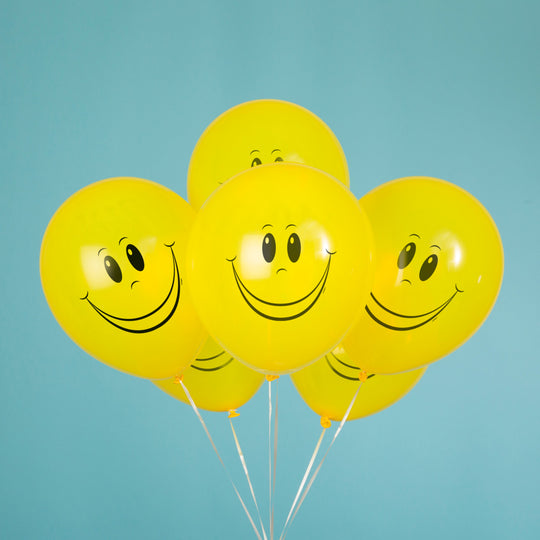 12" Latex Yellow Smiley Face Balloons, 8ct - Perfect for Joyful and Uplifting Celebrations!