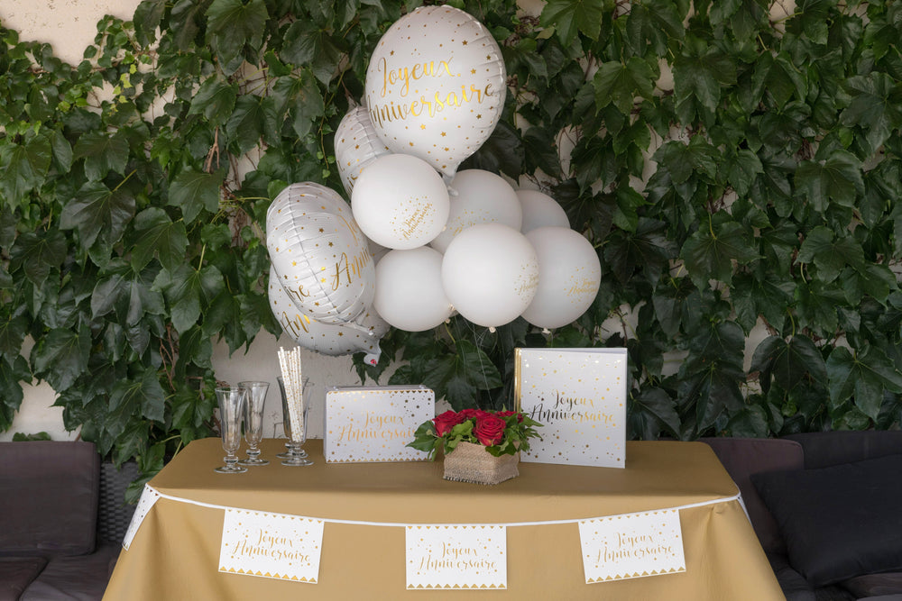 Elegant White Metallic Birthday Banner - Trendsetting Party Decor for Unforgettable Celebrations