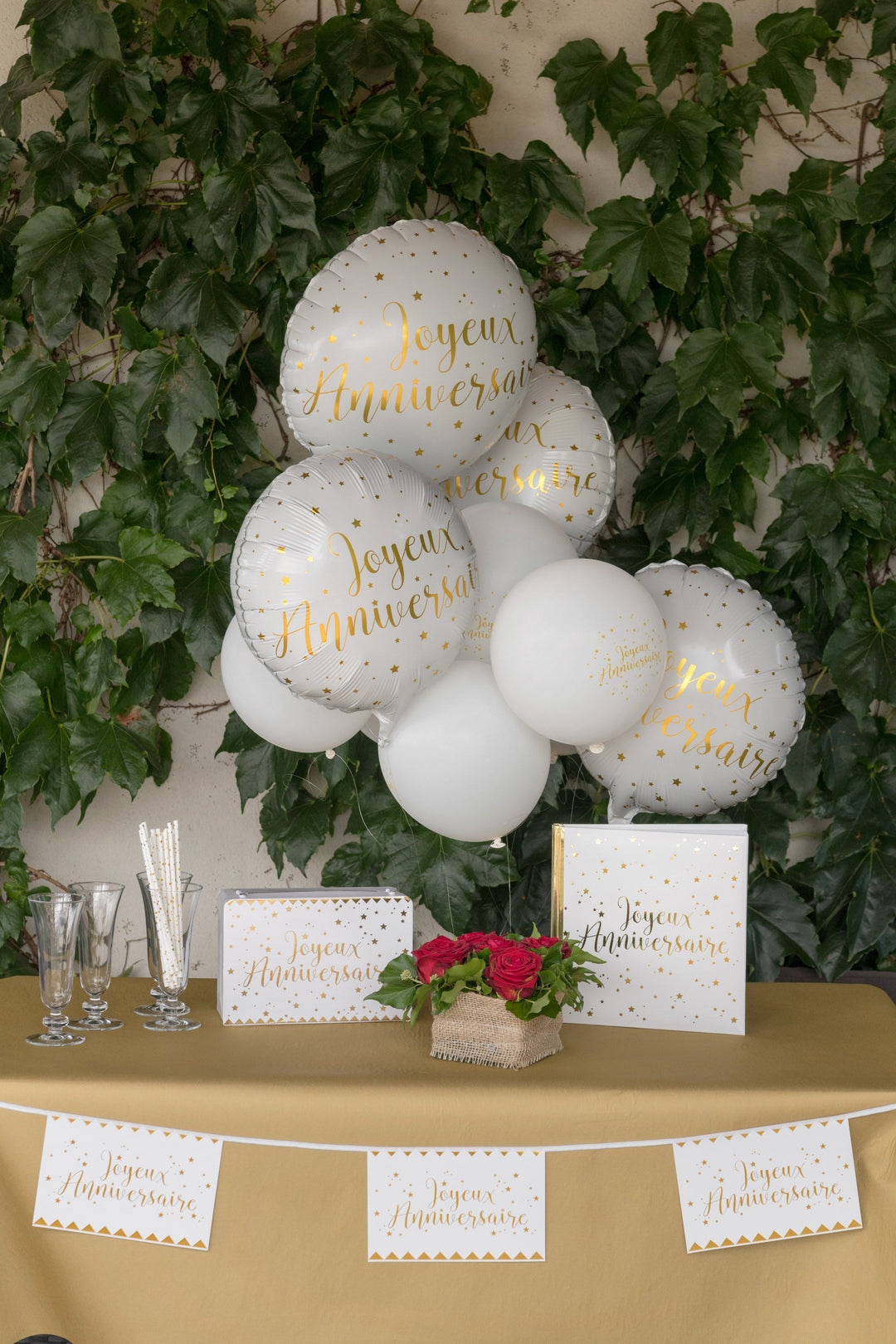 Elegant White Metallic Birthday Banner - Trendsetting Party Decor for Unforgettable Celebrations