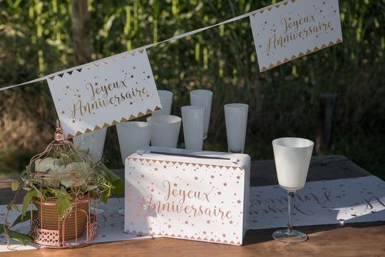 Elegant White Metallic Birthday Banner - Trendsetting Party Decor for Unforgettable Celebrations