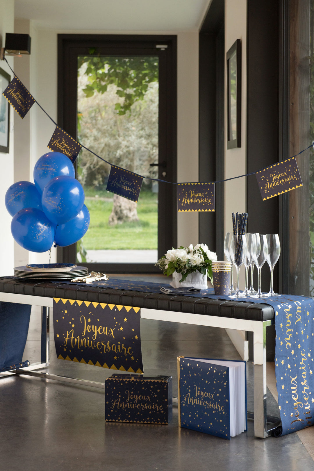 Elegant White Metallic Birthday Banner - Trendsetting Party Decor for Unforgettable Celebrations