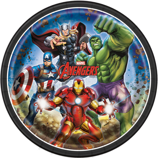 Avengers Ultimate Party Bundle: Dinner Plates, Napkins, Tablecloth - Effortless Fun for 16 Guests!