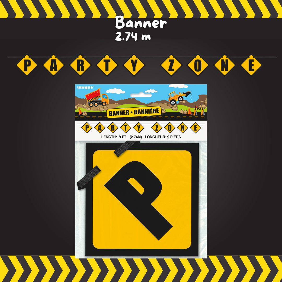 Construction Party Bundle: Tablecover, Banner & Balloons - Effortless Fun!