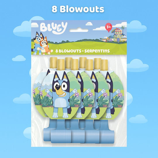 Bluey Party Bundle: 8 Blowouts & Hats - The Ultimate Celebration!