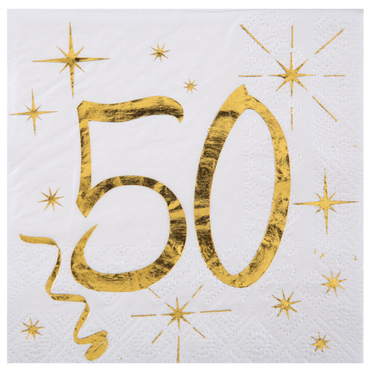 Chic 50th Birthday Beverage Napkins - Quality Materials for Elegant Parties