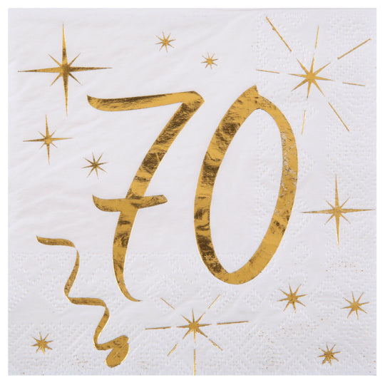 Exquisite 70th Birthday Beverage Napkins - Trendy, High-Quality Party Supplies