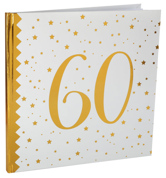 Elegant 60th Birthday Party Guestbook - Stylish Metallic Gold for Memorable Moments