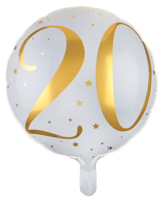 Shimmering Gold 20th Birthday Foil Balloon - Self-Seals for Superior Float Time!