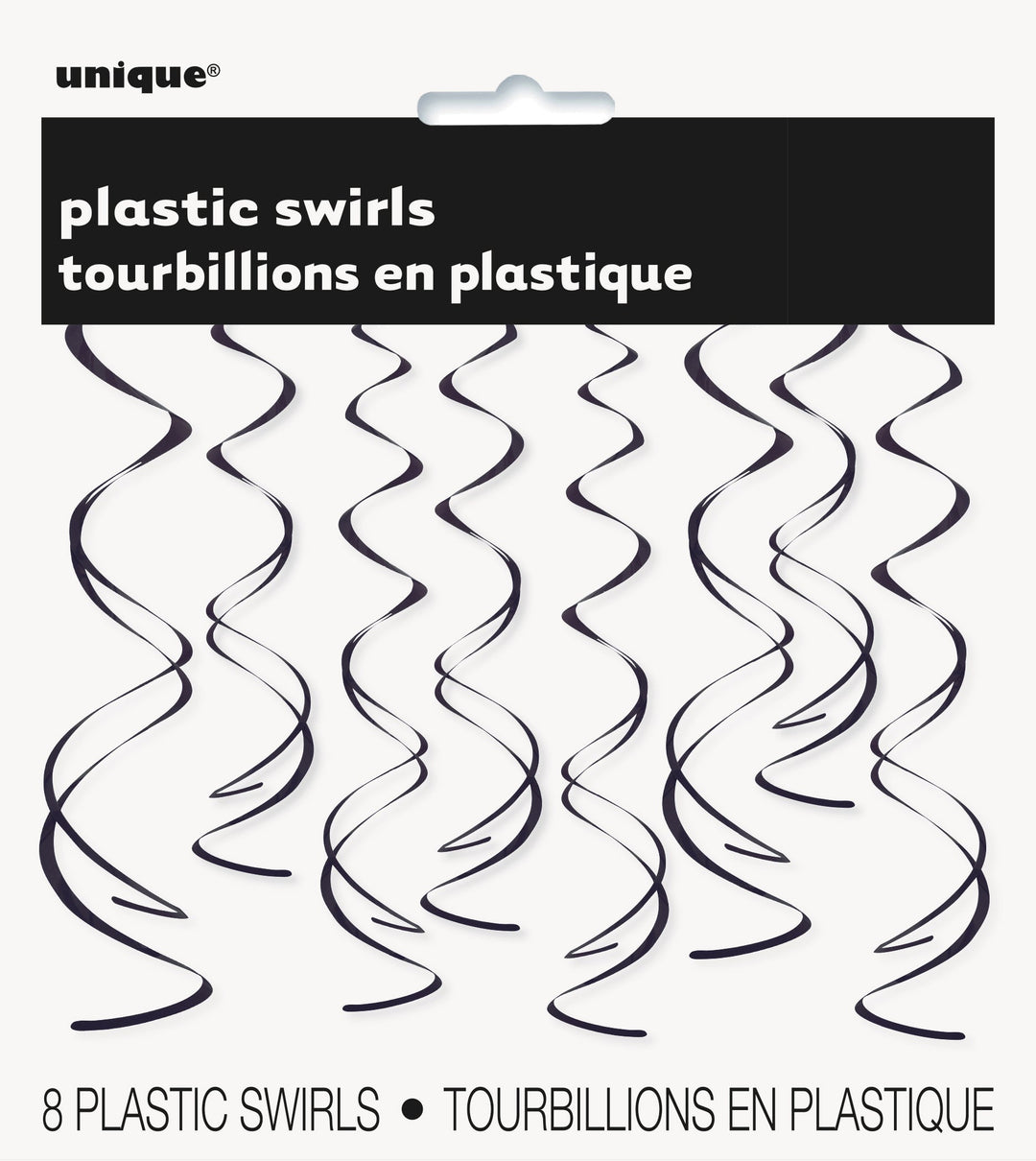 Black Solid Hanging Swirl Decorations - Affordable Party Elegance!