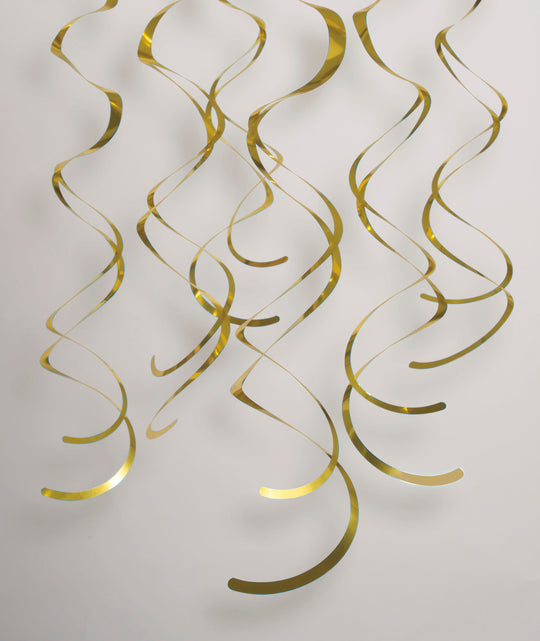 Gold Solid Hanging Swirl Decorations - Perfect Party Theme, Affordable Fun!